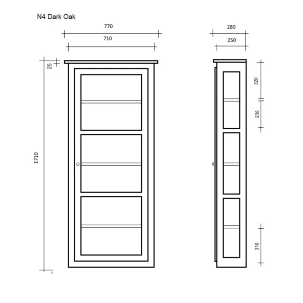 Væghængt vitrineskab – Dark Oak N4 - Image 9