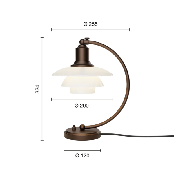 Bordlampe - PH 2/2 Luna Aged Brass opal - Poul Henningsen - Billede 8