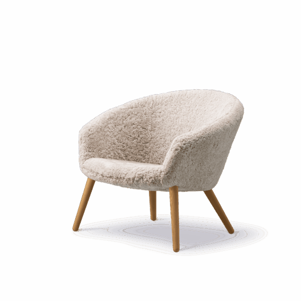 Ditzel Lounge Chair 2631 - Lammeskind Moonlight - Eg/olie - Billede 4